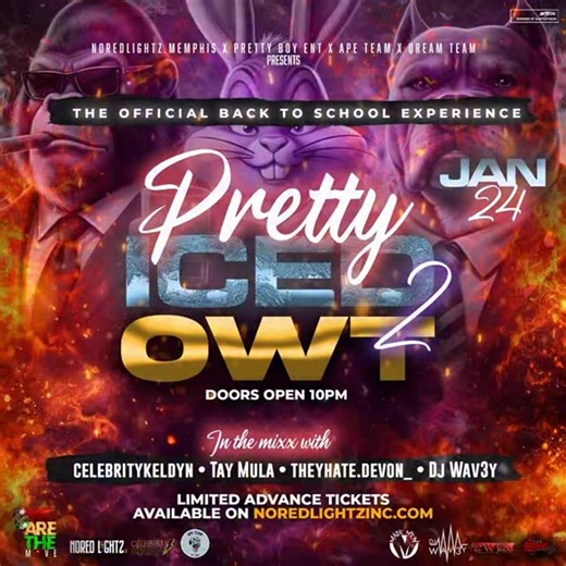 The LARGEST NightLife Yard Runnerz 🏆 on Instagram: "@NoRedLightz.Memphis x @theapeteam 🦍 x Pretty Boy Ent ♦️ x Qream Team 🐶⚡️ OPEN UP THE SEMESTER WITH THE SECOND ANNUAL PRETTY ♦️ ICED 🦍❄️ OWT 🐶⚡️ 🗓️1.24.26🗓️ • 😌 WE ALL KNOW HOW THIS ABOUT TO GO 😮‍💨 • ALL SURROUNDING SCHOOLS X ALL THE GREEKS IN THE MEMPHIS AREA UNDER 1 ROOF 😩 • EARY ARRIAL MANDATORY SO BEAT THE LINE DONT MEET THE LINE 😉 • TIX ARE LIMITED BUT GO ON SALE TODAY VIA LINK IN BIO 🎟️‼️ • POWERED BY THE LARGEST #WeAreTheMov