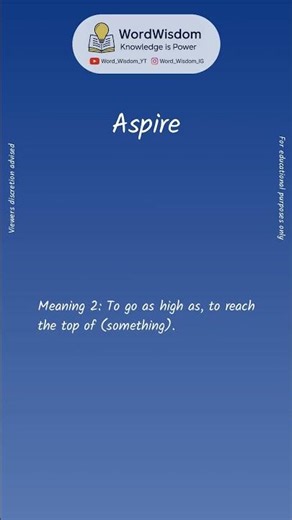 What does "Aspire" mean? | English vocabulary shorts | #aspire #wordwisdom