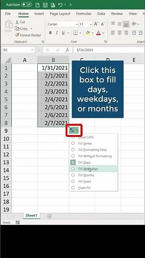 Auto Fill Dates in Excel 📅 | Quickly Create Date Series #Shorts #exceltips #spreadsheetmagic #excel