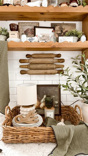 Holly Blain • Cozy Cottage and Garden on Instagram: "DIY Rolling Pin Wall Rack: So many asked how I had my rolling pins stacked on the wall in our kitchen. Though, I don’t have any photos or videos when my husband made it for me, I took it down to show you how he did it! So easy! #diy #walldecor #rollingpins #diydecor"