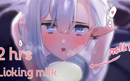 【助眠/HalO】🤍DRINKING MILK ASMR🤍 off my cat's bowl for 2 hrs