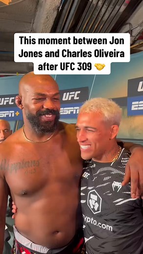 Jon Jones and Charles Oliveria after their wins last year 🤝 #UFC317 (via tntsports/IG) | ESPN MMA