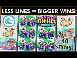 IT WORKS! BIG WIN PLAYING LESS LINES ON STINKIN' RICH SLOT MACHINE! FULL PAY RETRIGGERS!
