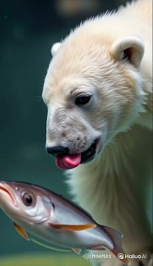 Polar Bear Goes Fishing Like a Pro – Cutest Catch of the Day! #animallife #animalshorts #animals