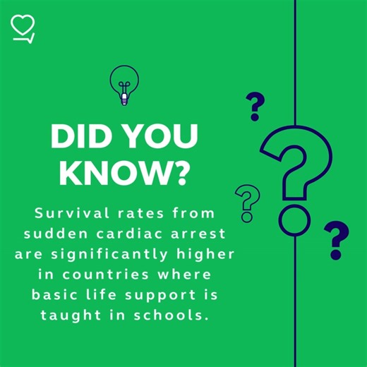 Did you know that survival rates from sudden cardiac arrest are significantly higher in countries where basic life support is taught in schools? | Resuscitation Council UK