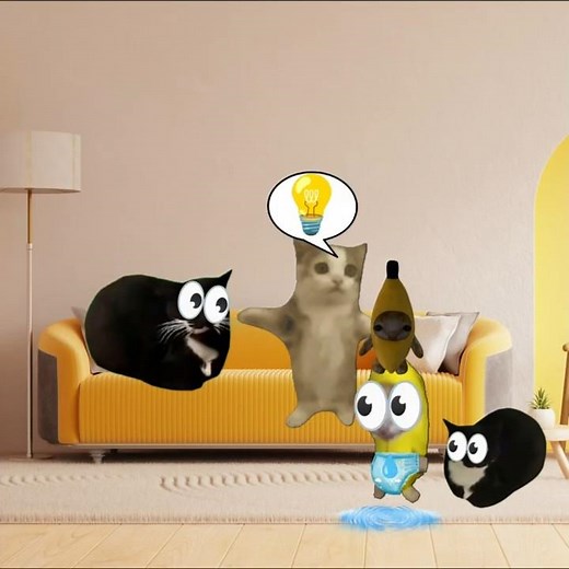Banana Cat baby toy wet & happy cat uses microwave 🐱