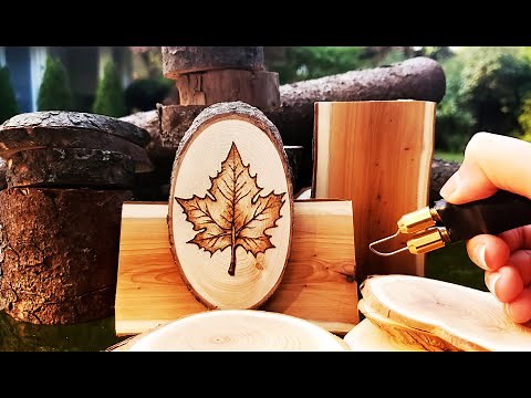 How To Wood burning (pyrography) | Draw A Maple Leaf - #woodburning #tutorial #art #pyrography