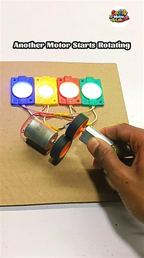 12V DC Motor Trick 😱 | Rotating Motor Lights Up 4 Color LEDs