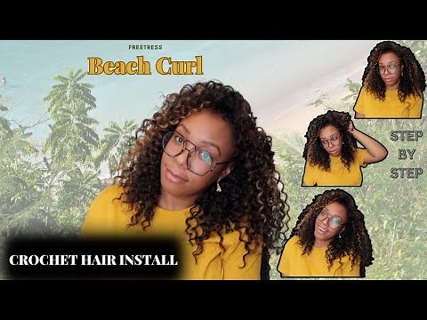 Step By Step Crochet Hair Install// Freetress BEACH CURL 12" #crochet