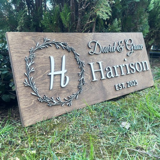 Farmhouse Last Name Sign, Personalized Couple Decor, Rustic Wood Family Name Sign, Established Date Wall Art, Anniversary Gift, Love Sign - Etsy