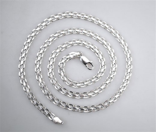 925 Sterling Silver 3.5mm Bismark Chain Necklace - Etsy