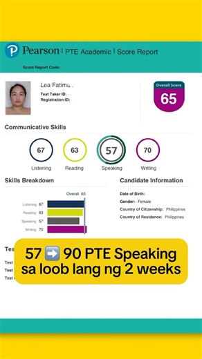 57➡️90 sa PTE Speaking in just 2 weeks of review in PTE MAGIC 😎🙌 #ptemagic #pteexam #ptespeaking #ptejourney #pteacademic | PTE MAGIC Philippines