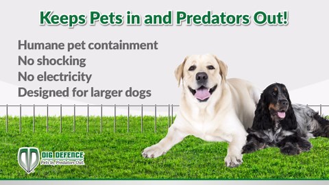 Dig Defence Dog Fence No Dig Barrier Fence Panels for Large Pets and Yard Protection 4 Pk up to 12 feet