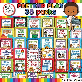 38 Pretend Play Printables Bundle for Preschoolers (Dramatic Play)