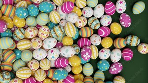 Beautiful Easter background with colorful Easter eggs. 3d animation Stock Video