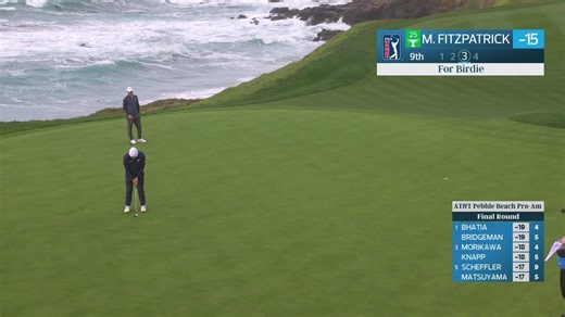 Matt Fitzpatrick sinks 27-foot birdie putt on No. 9 at AT\u0026T Pebble Beach