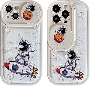 Super Protective! Astronaut Phone Case for iPhone 13, Cute Case with Camera Lens Protector and Anti-Shock Pad