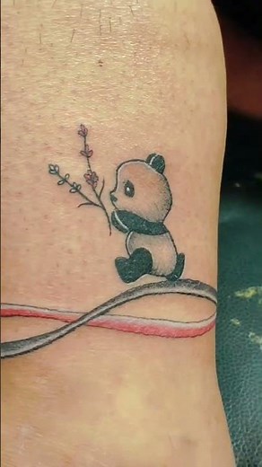 Cutest Panda Tattoo Ever! 🐼❤️ | Minimal Cute Ink | #tattoobyavi