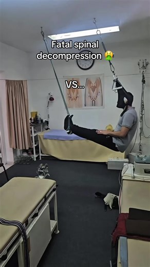 Dead hangs are a great place to begin when it comes to spinal decompression. By using gravity to gently stretch the body, they help reduce pressure on the spinal discs and relieve tension in the shoulders and upper back. However, because your grip and upper body are still doing much of the work, the amount of decompression you achieve can be limited. #spinaldecompression #lowerbackpain #backpain #spinehealth #unitedstates