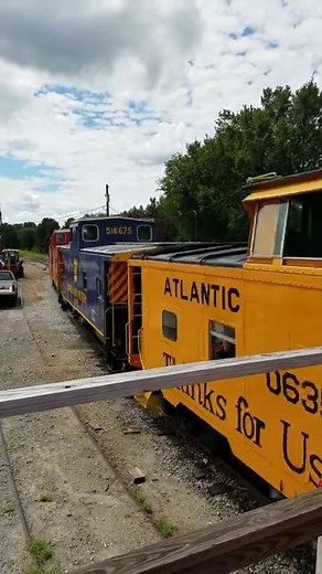 Close-up view of caboose train