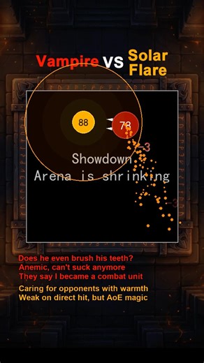 Arena Shrinks: Solar Flare VS Vampire. He clenches his fist, steps into this hell-difficulty.