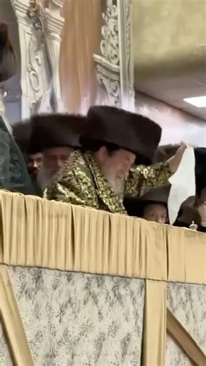 The Rebbe of Vizhnitz in a wild dance with the napkin "There is no one else besides him"
