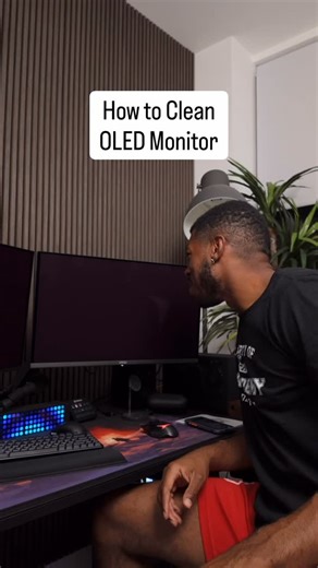 866K views · 3.4K reactions | Please don’t clean your OLED like this  Most OLED monitors out there have very delicate panels that can scratch easily. Make sure to clean it with a clean microfiber cloth for dust. And if you see spots or stains on it, you ONLY should use a little bit of distilled water to wipe it away. Tap water may contain chemicals that can leave your screen looking even worse. #techtips #pcgaming #gamingsetup #gadgets | GG_Sheed | Facebook