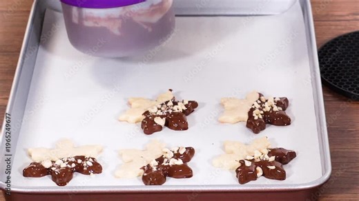 Making Star-Shaped Cookies with Chocolate and Peppermint Chips