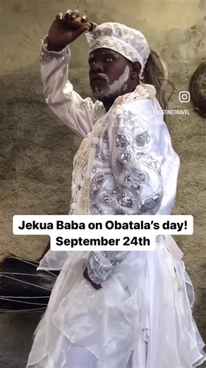 AfroLatinx Travel on Instagram: "Jekua Baba on Obatala’s day! Obatalá is one of the most revered and eldest Orishas, often called the “Father of Humanity.” He embodies wisdom, clarity, justice, and peace. Known as the sculptor of human bodies from clay, he is entrusted with shaping life itself, while Olodumare (the Supreme Being) breathes spirit into those creations. His power lies in balance and harmony, governing coolness, patience, and purity. Obatala is Orisha of the white cloth, mountains, 
