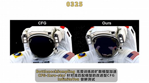 BottleneckSampling 无需训练的扩散模型加速 CFG-Zero-star 针对流匹配模型的改进型CFG InfiniteYou 尝鲜测试