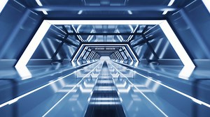 Dark tunnel with technology structure, 3d rendering.