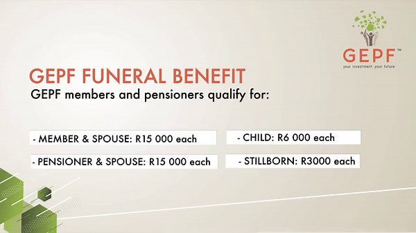 14 reactions · 12 comments | The GEPF provides benefits for the funeral of a member or a pensioner, as well as for the funeral of a spouse or eligible child of a member or pensioner. Read here, https://www.gepf.co.za/funeral-benefits/ for more. #YourInvestmentYourFuture | Government Employees Pension Fund | Facebook