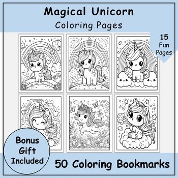 Magical Unicorn Coloring Pages for Kids: Printable Fantasy Animals Coloring Book