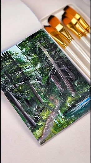 Easy Forest Acrylic Painting | Relaxing Landscape for Beginners