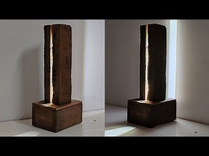 Making a rustic table lamp from old logs //DIY idea