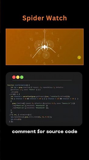 Spider Themed Clock Animation Using HTML CSS & JS | how to make analog clock in html css javascript