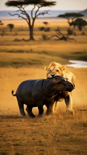 115K views · 1K reactions | Hippo Saves it's Cub from Lion Attack! #WildLife #Animals #Rescue | FZR Studio | Facebook
