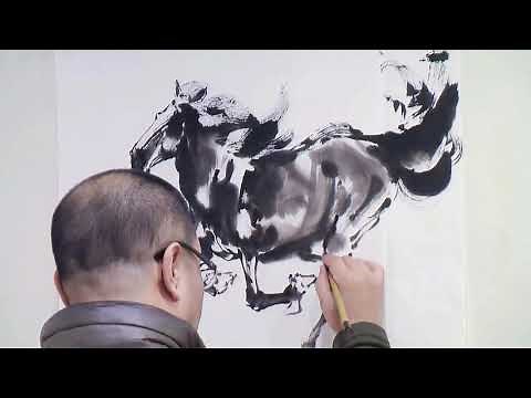 Chinese Horse Ink Painting by Master Artist
