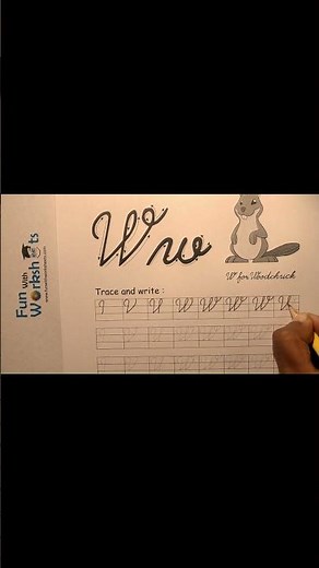 Capital Letter W | Cursive Handwriting Shorts | Easy tutorial| Free Worksheet| Funwithworksheets.com