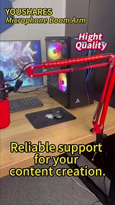 Red Boom Arm - Mic Arm for HyperX QuadCast/QuadCast 2/S/2S, Gaming Mic Adapter, Red Foam Cover