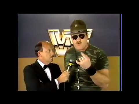 WWF Bloopers - Mean Gene cracks up on Sgt Slaughter