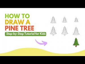 How to Draw a Pine Tree 🌲 | Easy Step-by-Step Tree Drawing Tutorial for Kids & Beginners