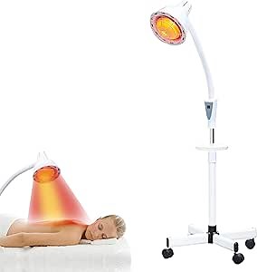 LHCYLDQ Infrared Light,275W Red Near Infrared Heat Lamp for Relieve Joint Pain and Muscle Aches,Adjustable Red Light Standing Lamp Set(White)
