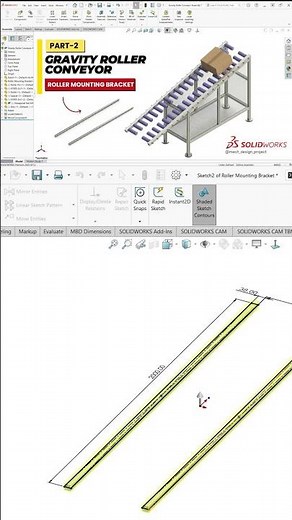 Part 2 – Conveyor Roller Mtg. Design #solidworkstutorial #solidworks #shortvideo #mechanicaldesign