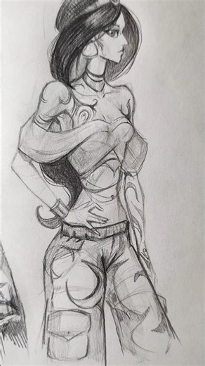 🖤 Jasmine Redesign Y2K Character Stylization Disney Princess Pencil Drawing Semirealistic Comic Art