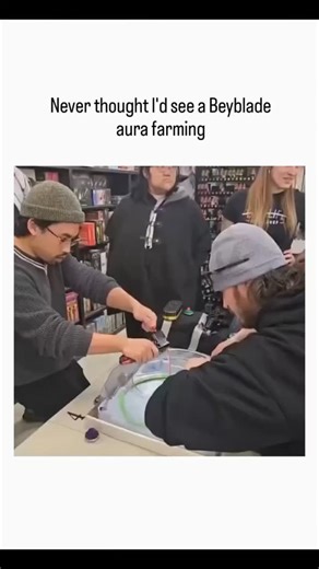 @viraltok.pro on Instagram: "The video captures a skilled Beyblade launch in a transparent stadium, with sparks and high-speed spins edited for dramatic effect, embodying "aura farming"—internet slang from anime fandoms for building intense, charismatic presence through feats of control. Beyblade,fueling its nostalgic revival on platforms the post taps into Gen Z's ironic appreciation sparking replies that remix it with memes like Dragon Ball's Piccolo for communal humor."