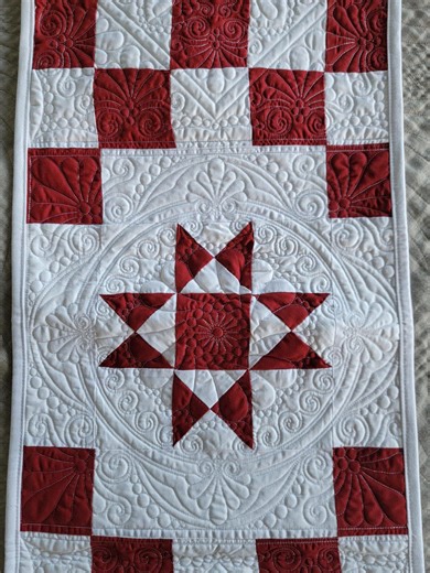 OOAK Heirloom Quilted Table Runner, Traditional Patchwork Decor ,irish Red& White 14"x90" - Etsy