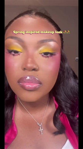 Give spring a colourful welcome 💐🩷💛 #colourfulmakeuplook #springmakeup #makeuplover #makeuptok #makeuptok