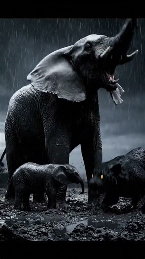 Mother Elephant vs Giant Jaguar in Thunderstorm! 🐘⚡