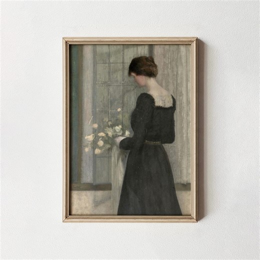 Vintage Lady With Flowers Art Print | Antique Portrait (downloadable) - Etsy
